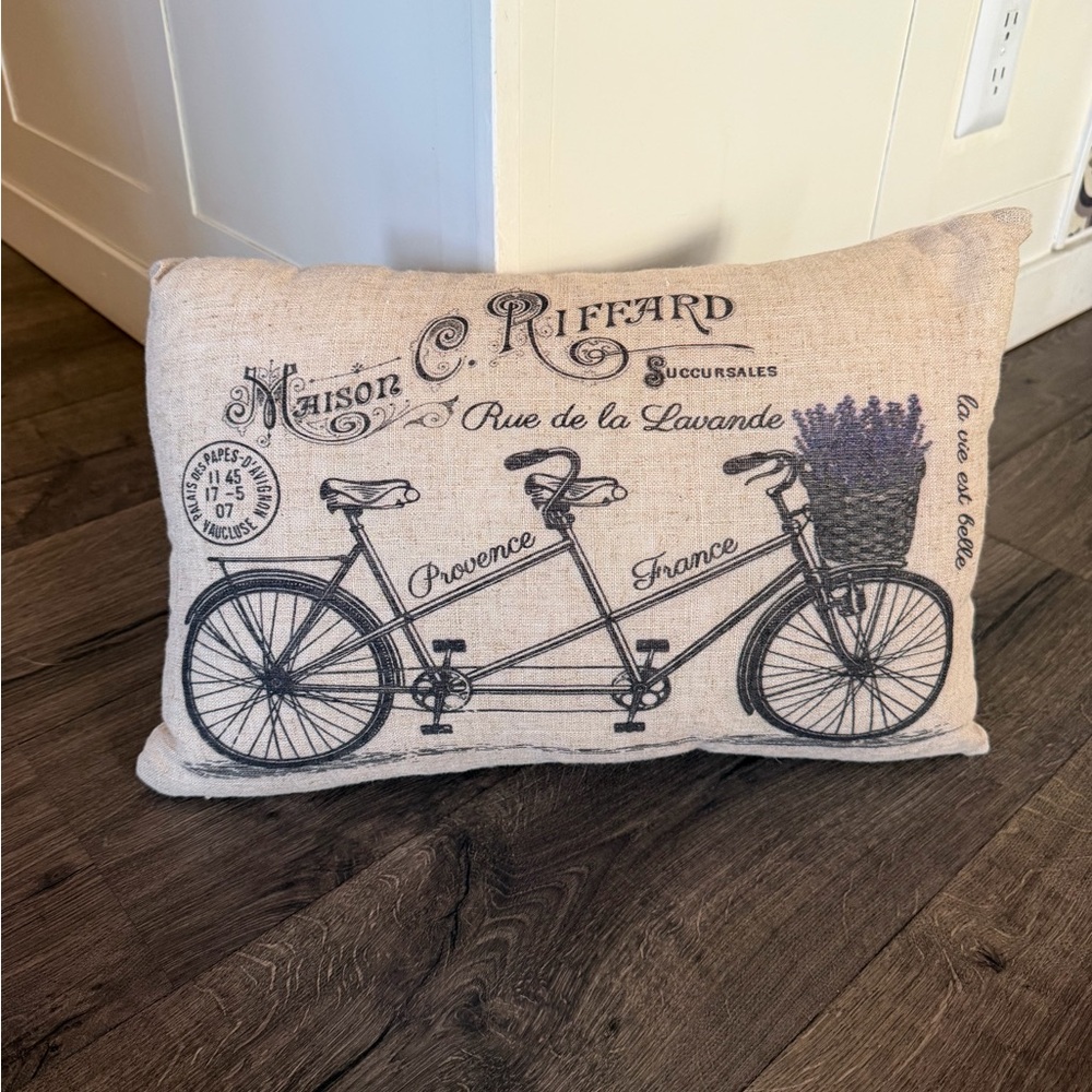 Lavander Bike Linen Lumbar Pillow Accent Linen Rectangle 12 X 18